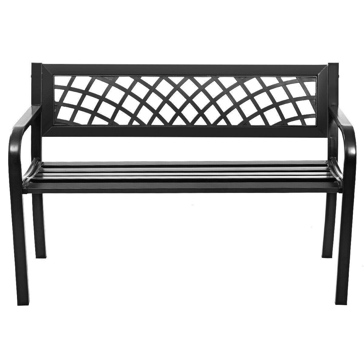 Alt View 8. Costway - Costway Patio Park Garden Bench Porch Path Chair Outdoor Deck Steel Frame - Black.