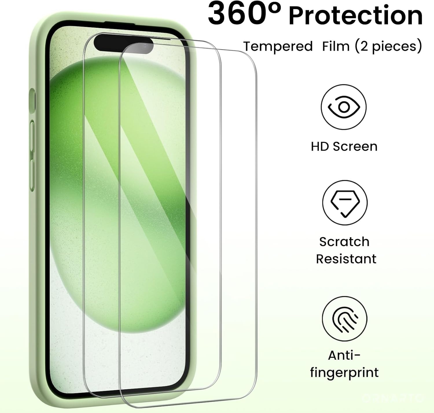 360° Protection Tempered Film (2 pieces) HD Screen Scratch Resistant Anti-fingerprint
