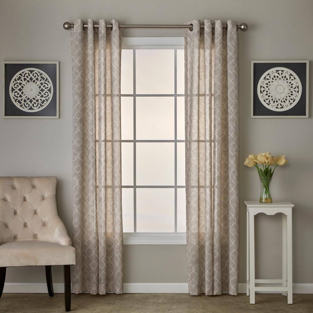 Left. SKL Home - SKL Home By Saturday Knight Ltd Chainlink Window Curtain Panel - 52" x 63" Linen - Linen.