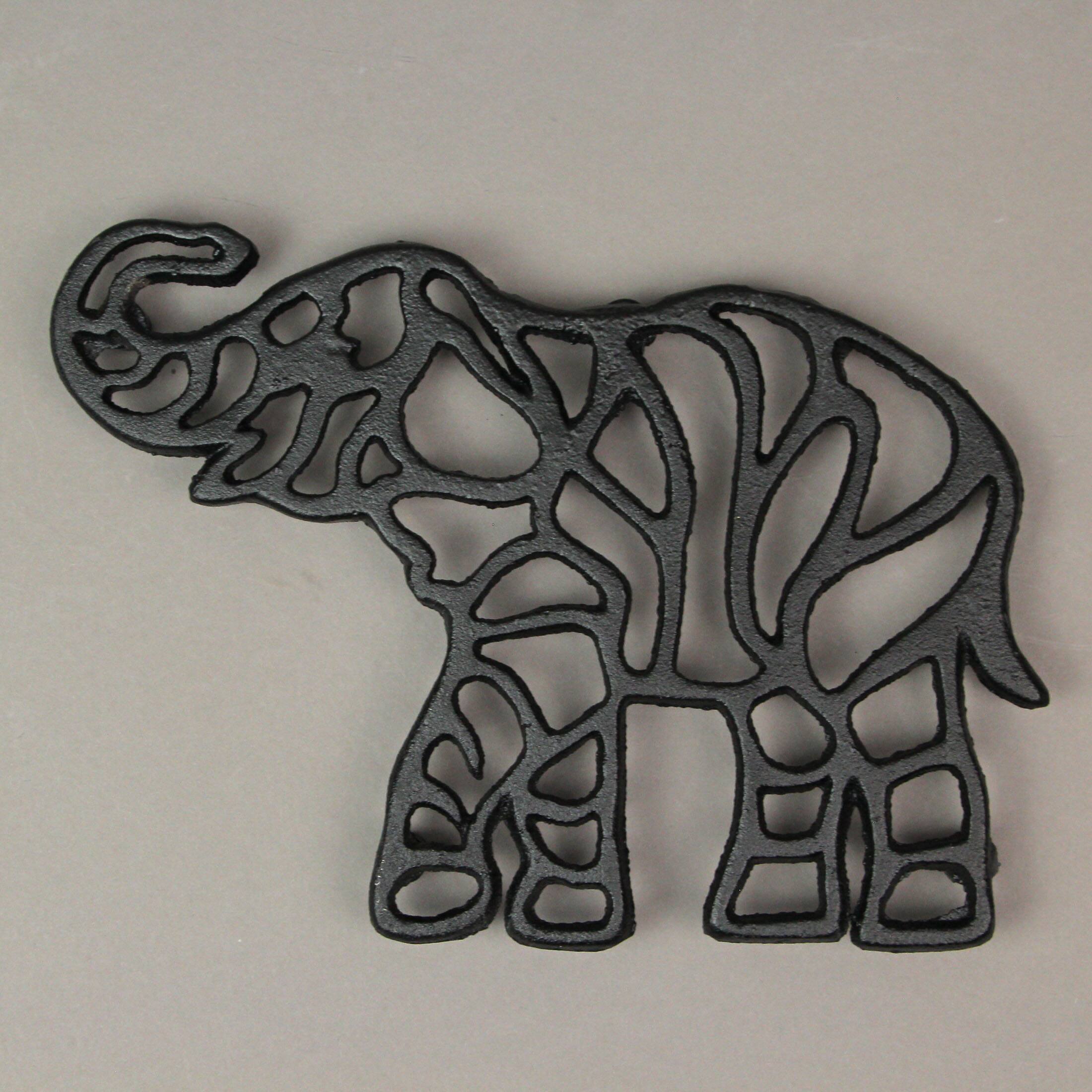 Alt View 8. Zeckos - Set of 3 Black Cast Iron Safari Animal Kitchen Decor Trivets Wall Hanging Art - Black.