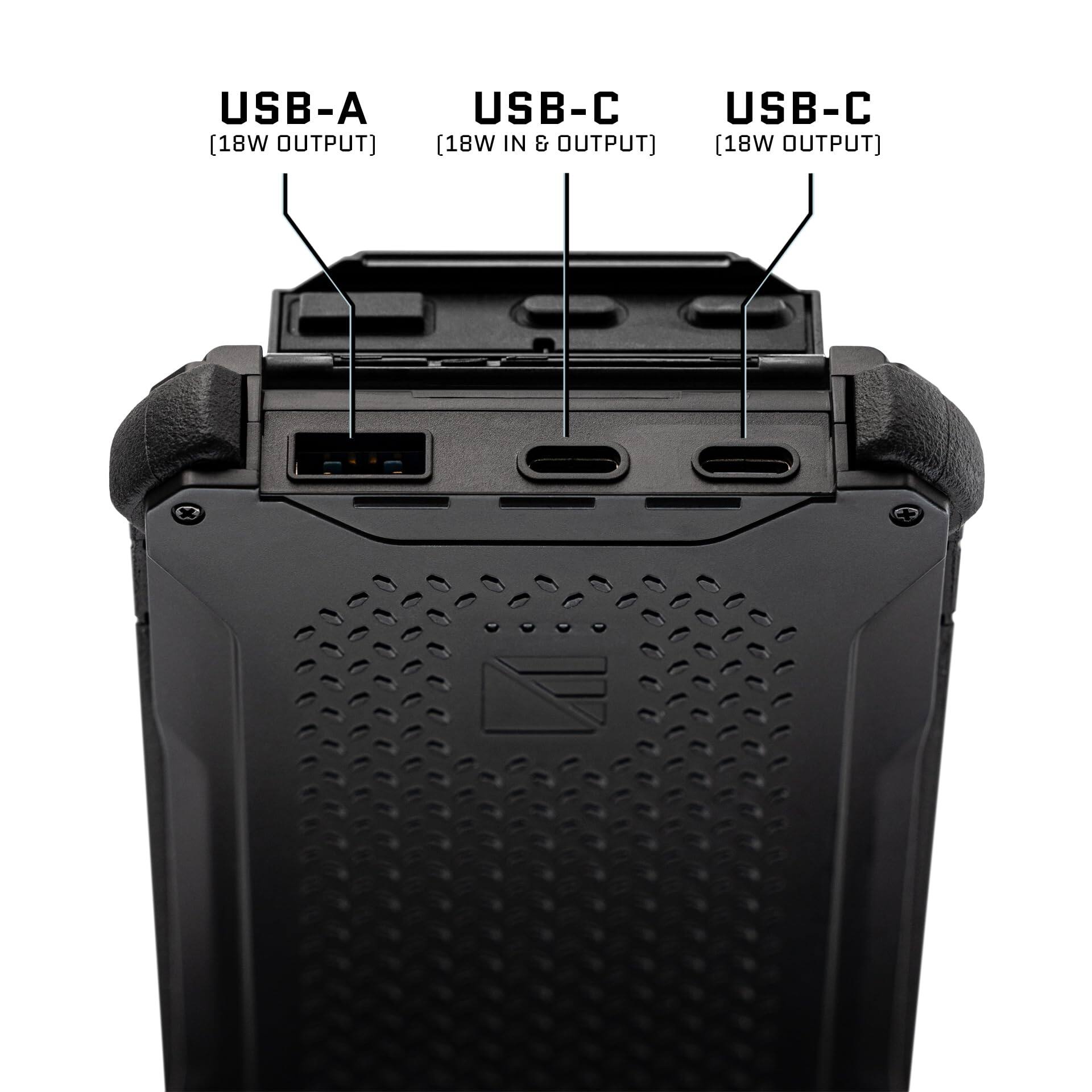 USB-A [18W OUTPUT]  
USB-C [18W IN & OUTPUT]  
USB-C [18W OUTPUT]