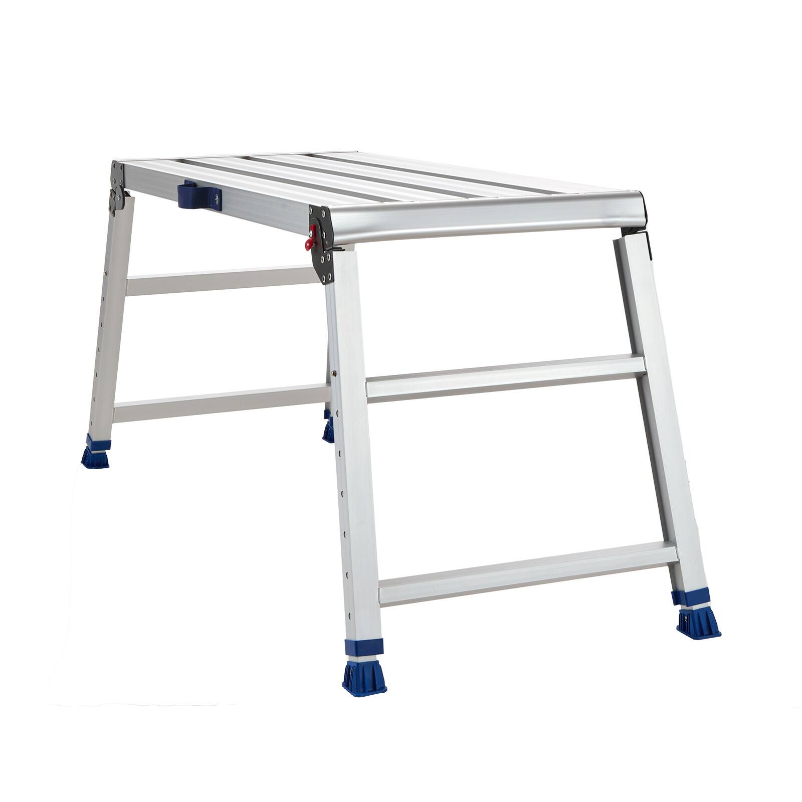 Alt View 5. VEVOR - Folding Work Platform, Adjustable Height 23-34.5 in, 40 x 18 in Aluminum Step Stool, 500 lbs Load Capacity, Heavy Duty - Silver.