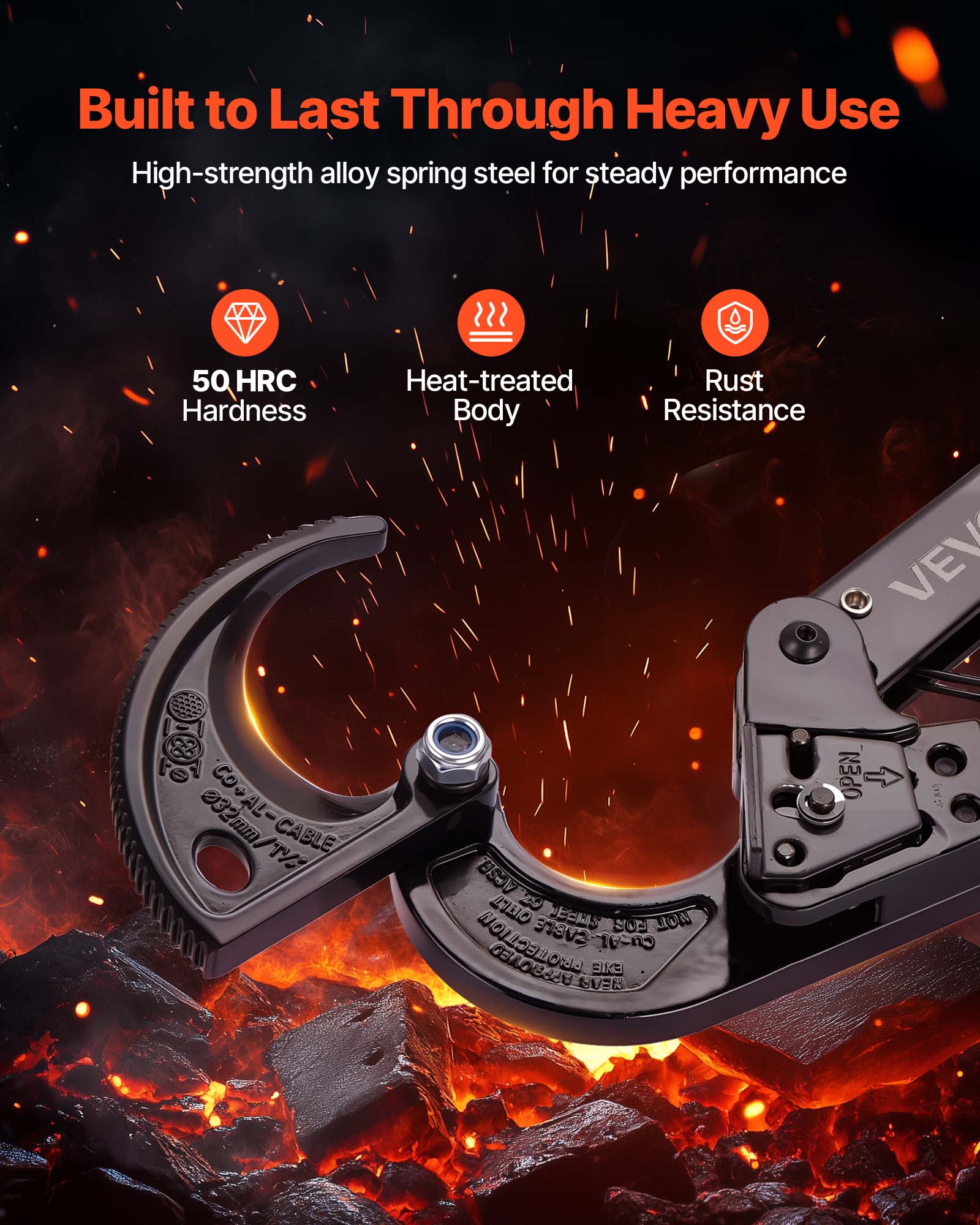 Built to Last Through Heavy Use  
High-strength alloy spring steel for steady performance  
50 HRC Hardness  
Heat-treated  
Rust Body Resistance