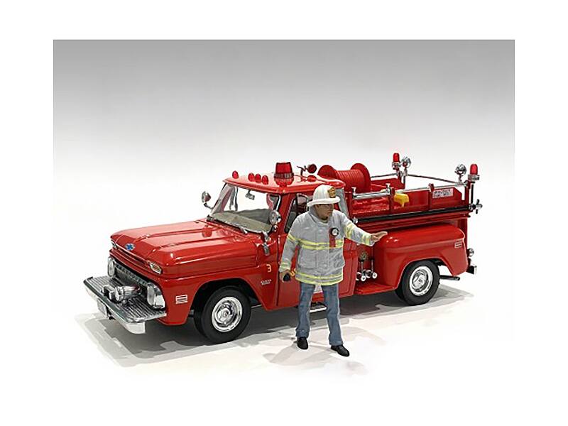 Angle. American Diorama - "Firefighters" 6 piece Figure Set (4 Males 1 Dog 1 Accessory) for 1/24 Scale Models by American Diorama - Multi.