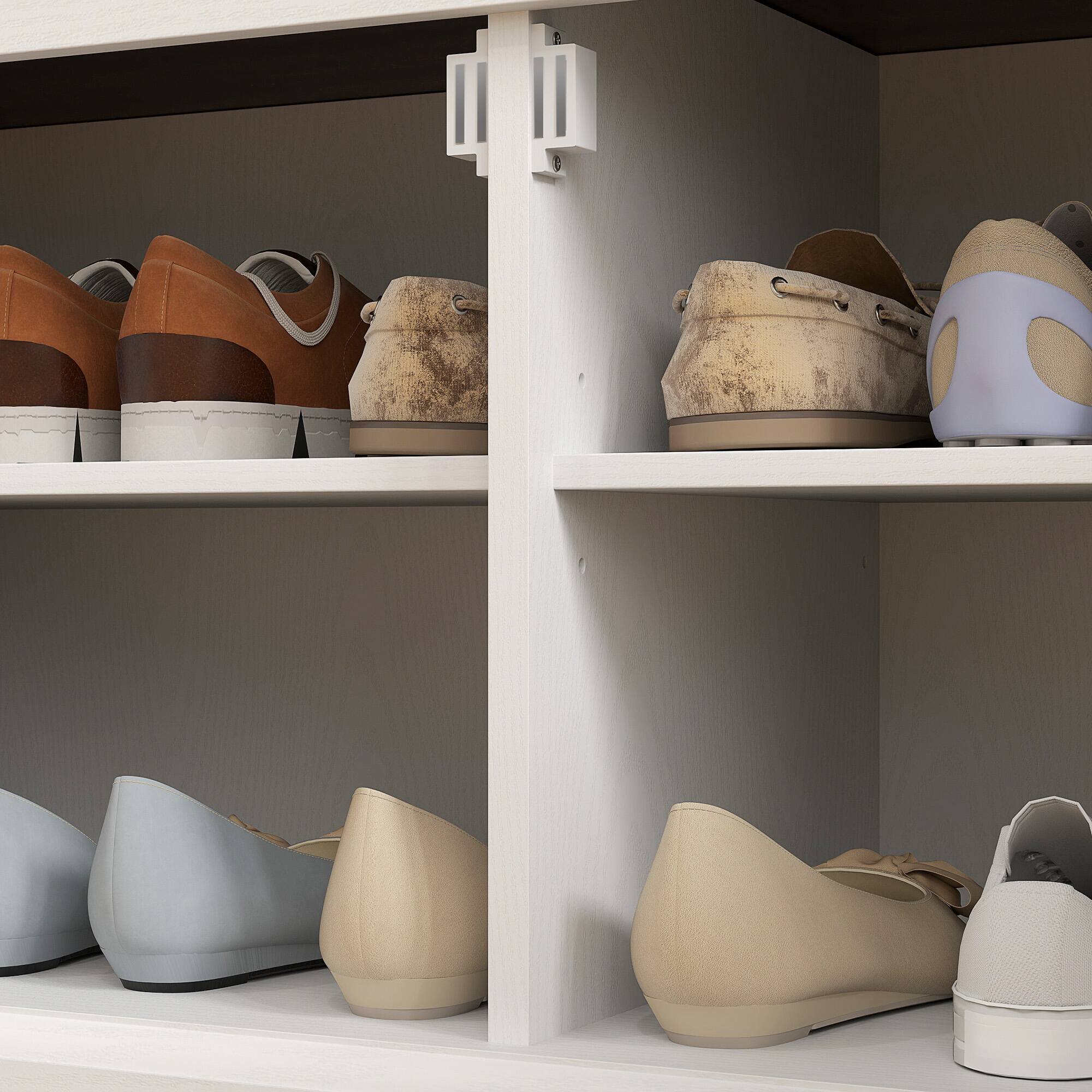 Alt View 7. Homcom - 3-in-1 Hall Tree with Shoe Storage, Standing Coat Rack with Shoe Bench, Entryway Furniture with Five Hooks - White Wood Grain.