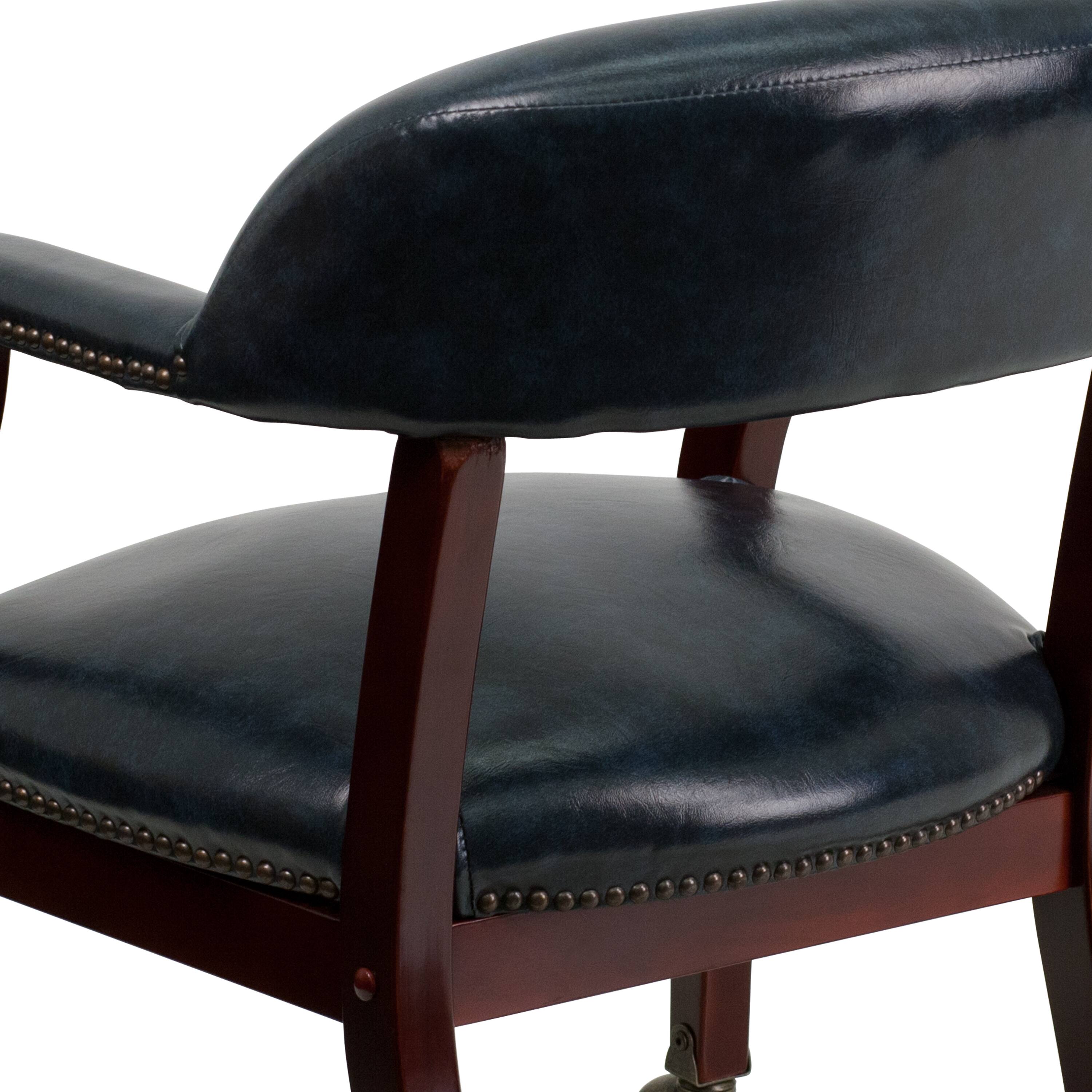 Alt View 9. Emma + Oliver - Conference Chair with Accent Nail Trim  and Casters - Navy Vinyl.