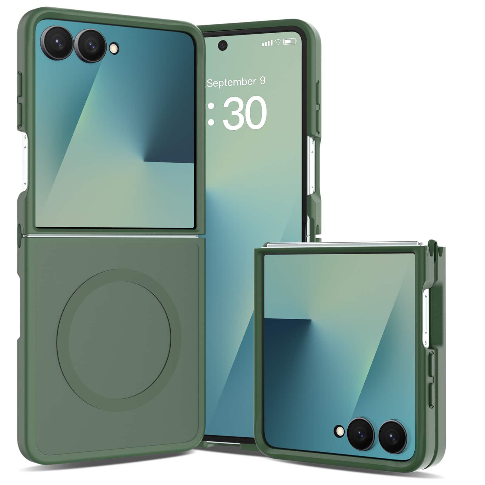 Dteck - Magnetic Shockproof Case for Samsung Galaxy Z Flip8, Matte Translucent Back Slim Cover with Raised Edge Screen Camera - Darkgreen price history on PriceWatchPro