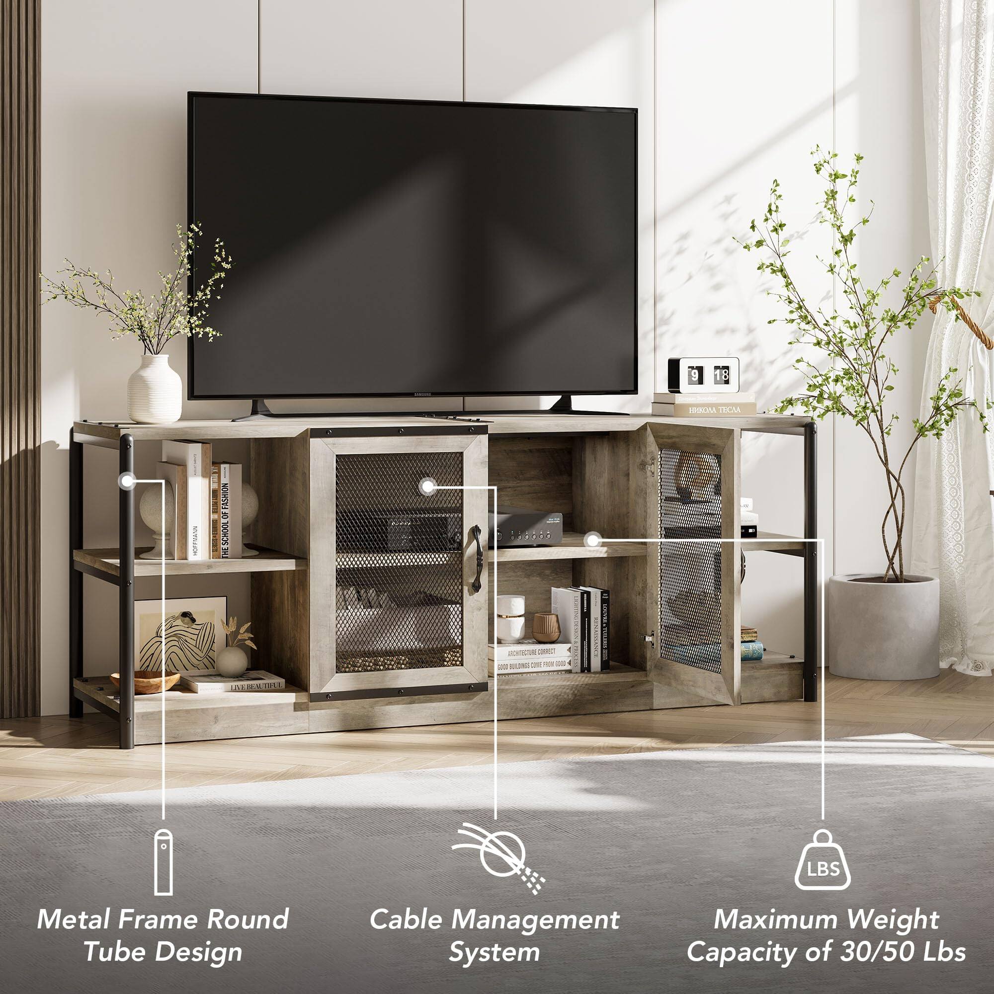 Metal Frame Round Tube Design  
Cable Management System  
Maximum Weight Capacity of 30/50 Lbs