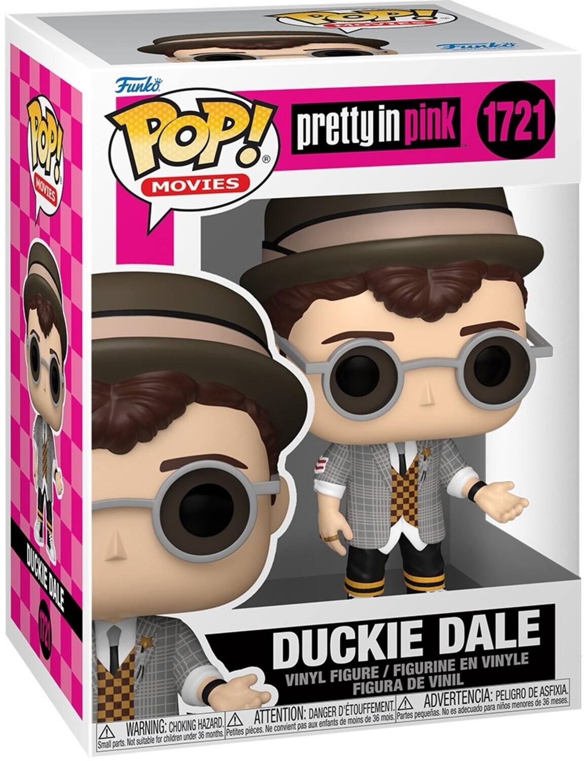 Funko Pop! Movies, pretty in pink 1721, Duckie Dale, Vinyl Figure, Vinyl Figurine, Peligro de asfixia, Danger d'étouffement, Advertencia: peligro de asfixia, Attention: danger d'étouffement, Warning: choking hazard, No es adecuado para niños menores de 36 meses, Partes pequeñas. No es acuñado para niños menores de 36 meses, Small parts. Not suitable for children under 36 months.