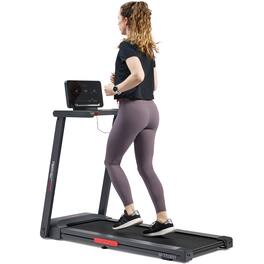 Sunny Health & Fitness - Slim Interactive Smart Foldable Treadmill - Dark Gray