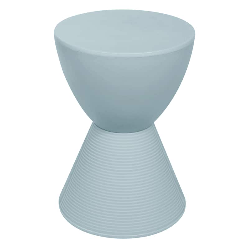 LeisureMod - Boyd Modern Round Hourglass Accent Side Table, Drum Storage Table with Ribbed Base for Indoor/Outdoor - Dusty Blue