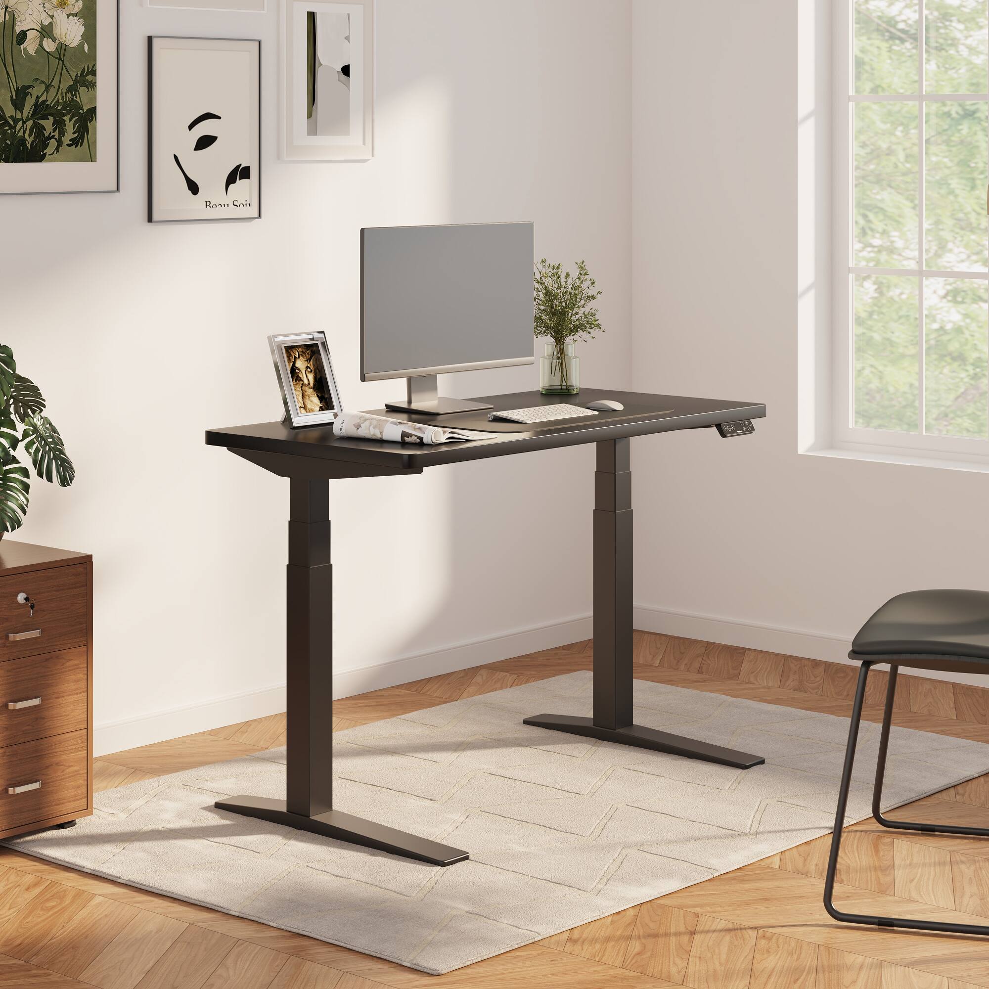 Alt View 4. FlexiSpot - FlexiSpot E7Pro 48''W Electric Adjustable Standing Desk Chipboard, Black/Black - Black.