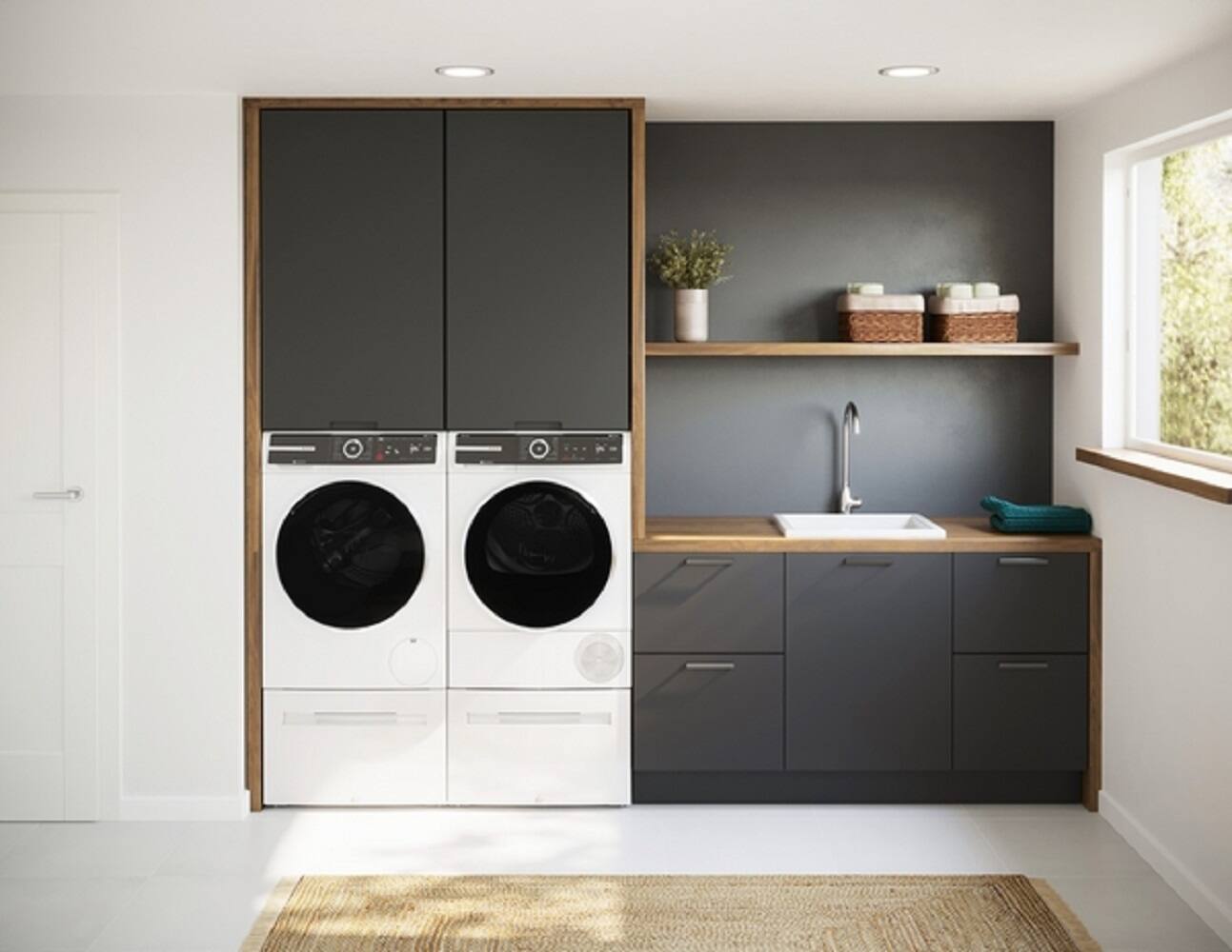 Alt View 16. Bosch - 500 Series 2.4 Cu. Ft. High-Efficiency Stackable Smart Front Load Washer with 4D Wash System - White.