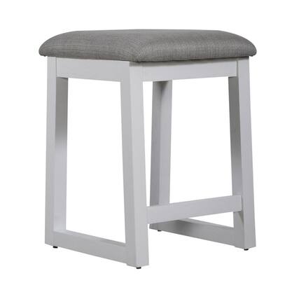 Front. Liberty Furniture Industries - Uph Console Stool Contemporary White in Two-Tone Shell White - White.