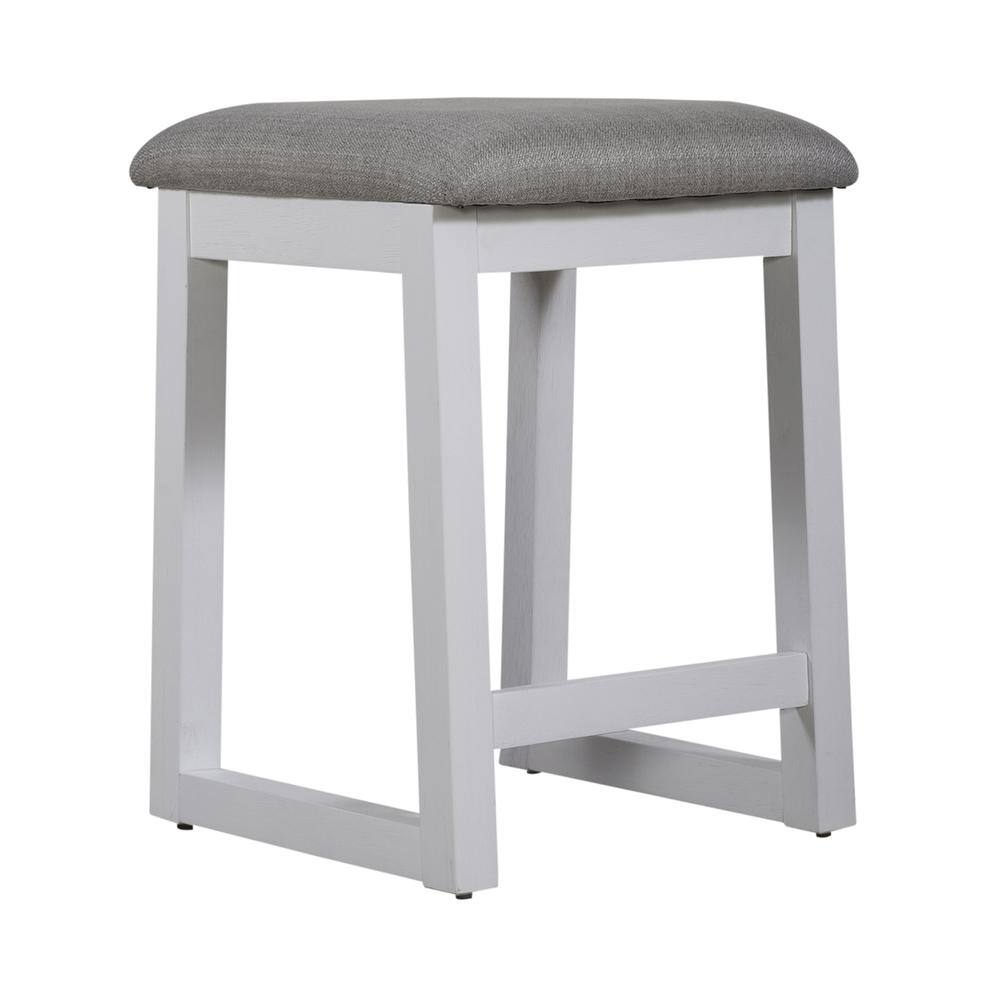 Front. Liberty Furniture Industries - Uph Console Stool Contemporary White in Two-Tone Shell White - White.