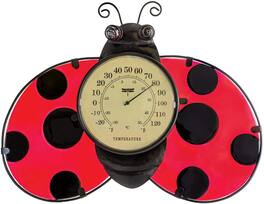 Swim Central - 16" Ladybug Outdoor Garden Wall Thermometer - Red