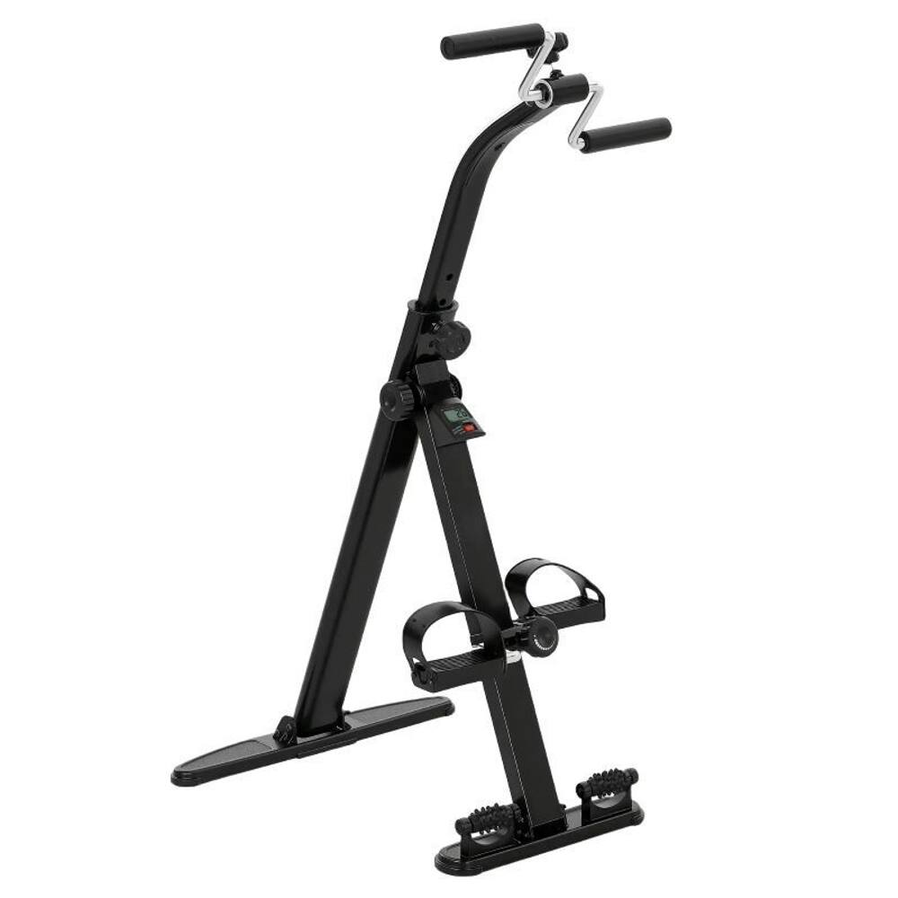Front. Loheer - Loheer Foldable Leg Exercise Bike with LCD Monitor, Senior Seated Pedal Exerciser, Adjustable Height, Black - Black.