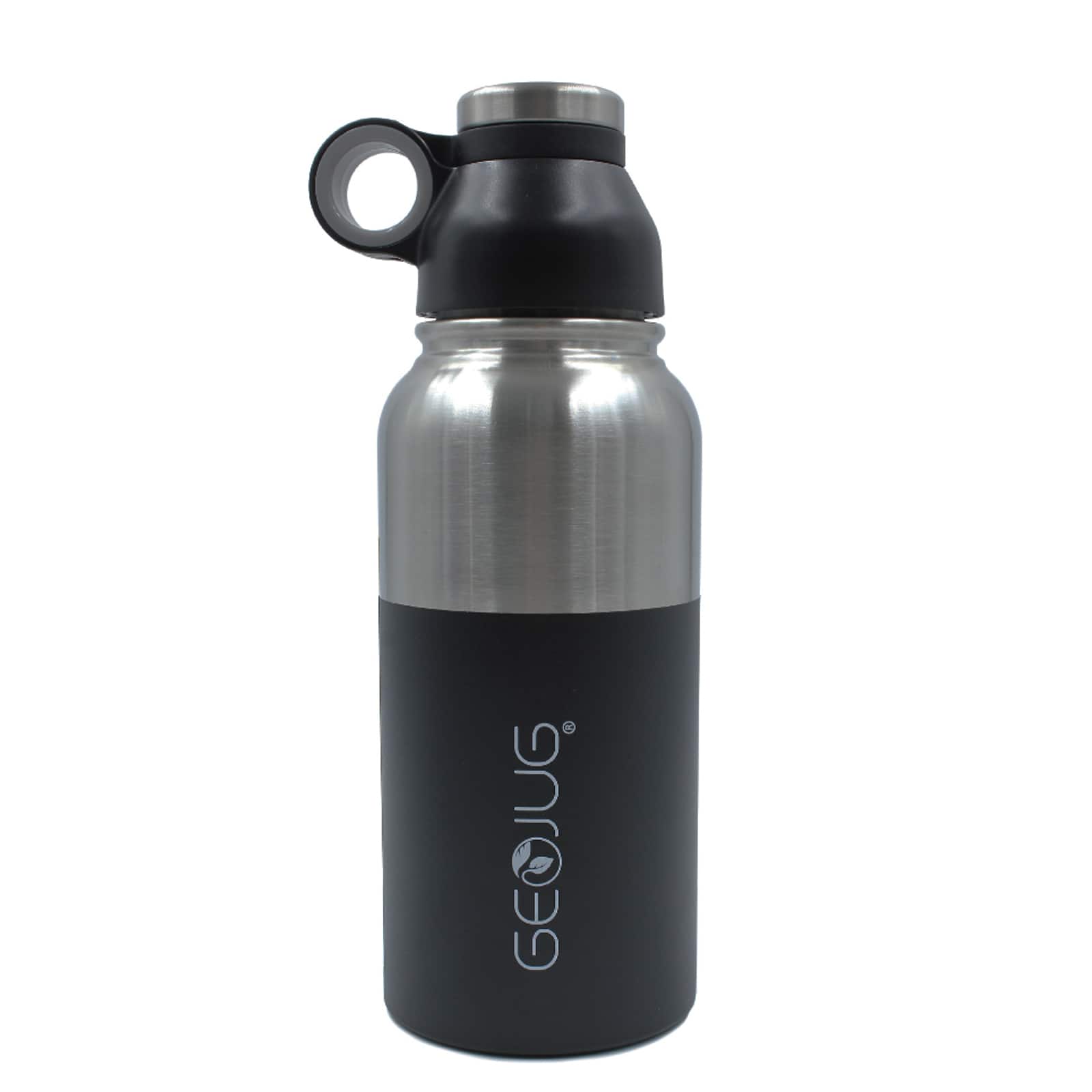 Brentwood - GeoJug 40oz Stainless Steel Vacuum Insulated Water Bottle - Black