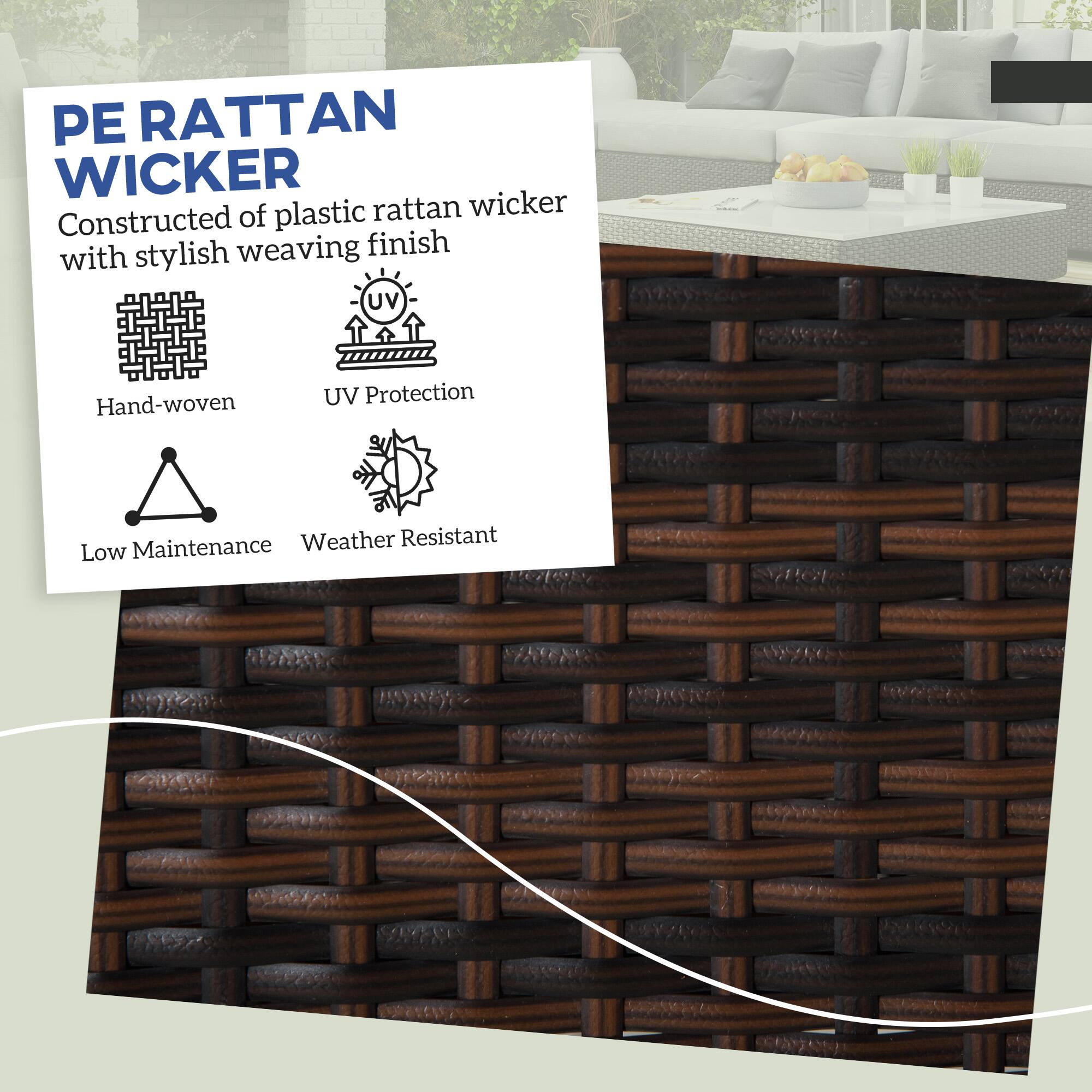 PE RATTAN WICKER
Constructed of plastic rattan wicker with stylish weaving finish
Hand-woven
UV Protection
Low Maintenance
Weather Resistant