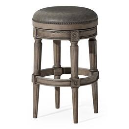 Maven Lane - 31" Pullman Backless Bar Stool In Finish With Vegan Leather - Reclaimed Oak