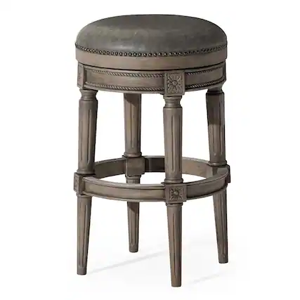 Front. Maven Lane - 31" Pullman Backless Bar Stool In Reclaimed Oak Finish With Vegan Leather - Reclaimed Oak.