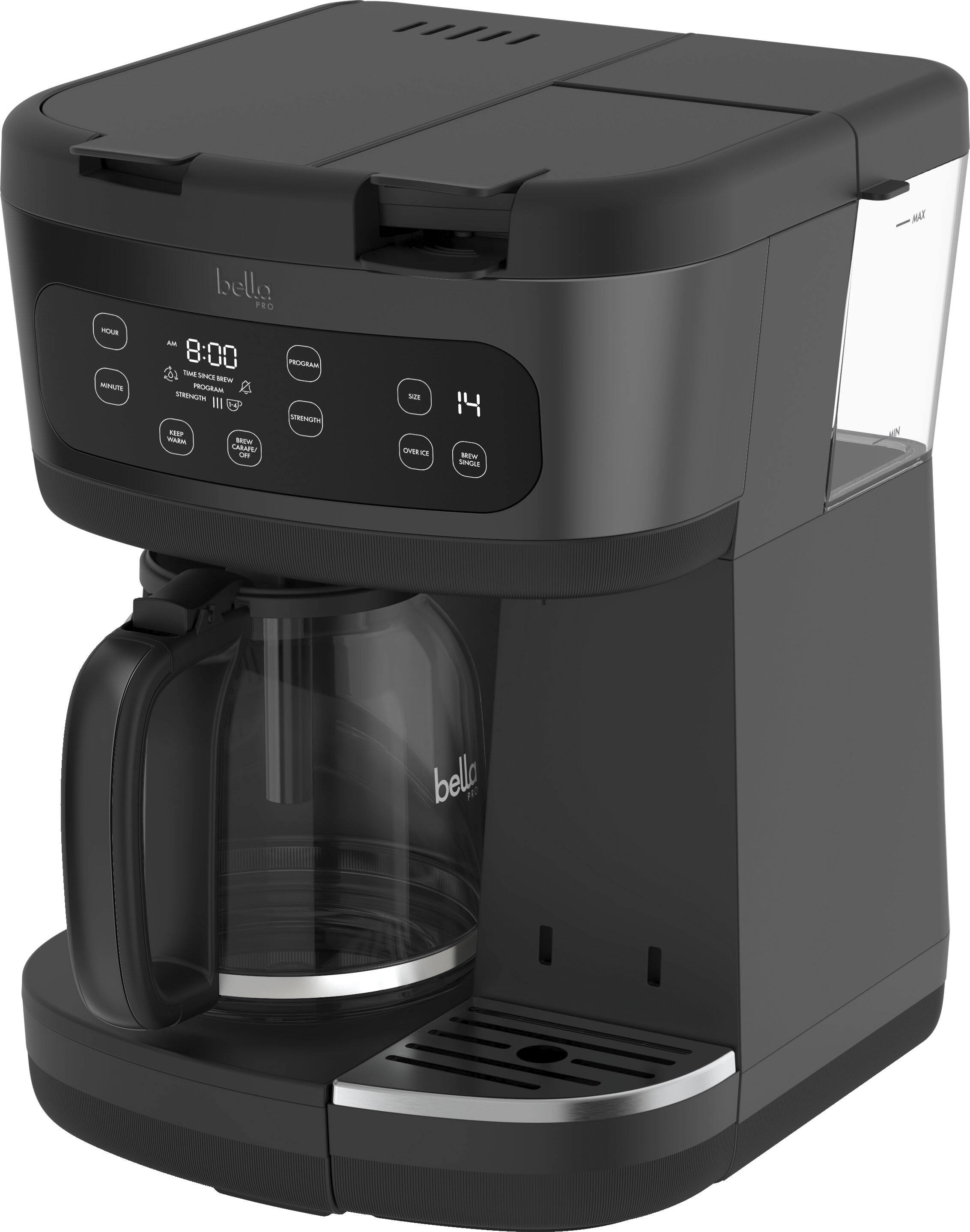 bella PRO

HOUR MINUTE  
8:00  
TIME SINCE BREW  
STRENGTH  
PROGRAM  
SIZE  
14  
KEEP WARM  
BREW OFF  
OVER CE  
BREW SINGLE