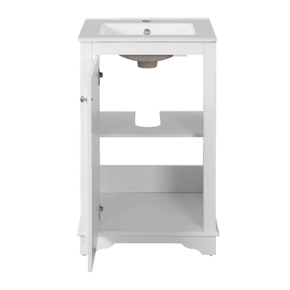 Alt View 10. Loheer - Loheer 20 inch bathroom vanity with sink, freestanding single vanity set, white modern bathroom vanity - White.