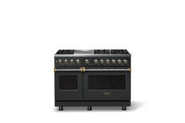 Viking - 48"W. 6 Burner Pro 5 Series 7.3 Cu. Ft. Freestanding Sealed Dual Fuel Convection Range with Brushed Brass Trim - Antique Bronze