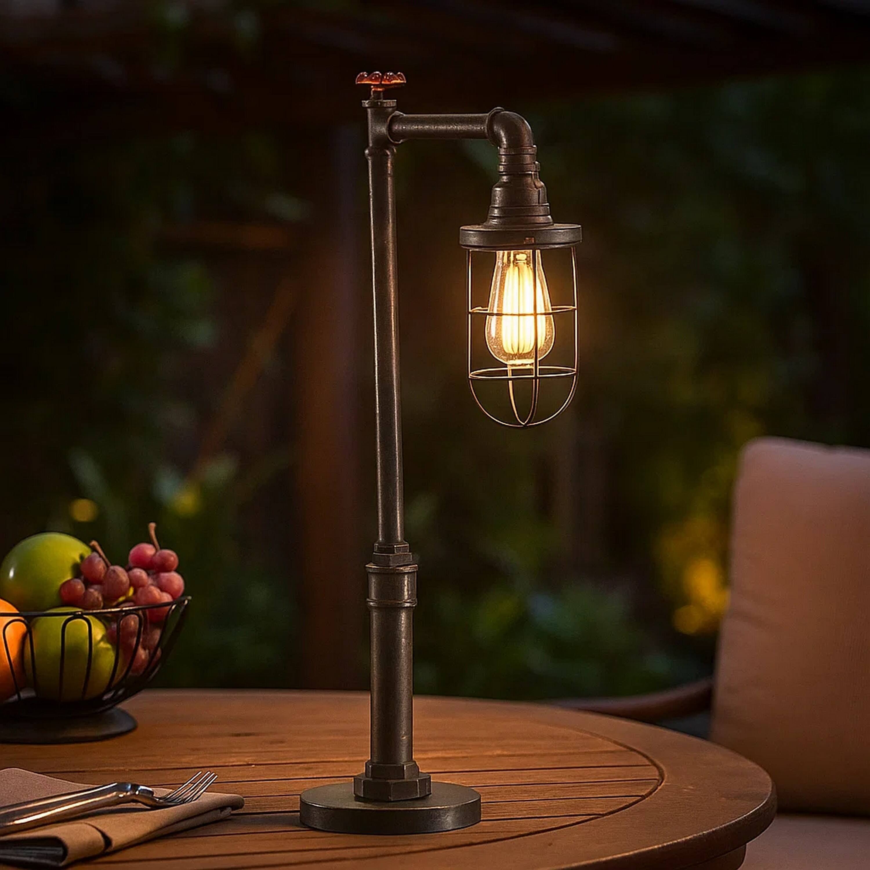 Alt View 2. Manhattan Lane - 29 Inch Table Lamp, Dome Shade, Industrial Pipe Design - Bronze, Brown.