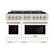 Angle. ZLINE - ZLINE Autograph 48" Select Double Oven Dual Fuel Range w/ White & Bronze Accents (HDRZ-WM-48-CB) - White.