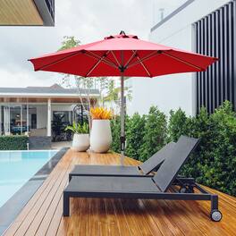 Gymax - 9Ft Patio Outdoor Umbrella Market Table Umbrella w/ Crank 8 Ribs - Burgundy