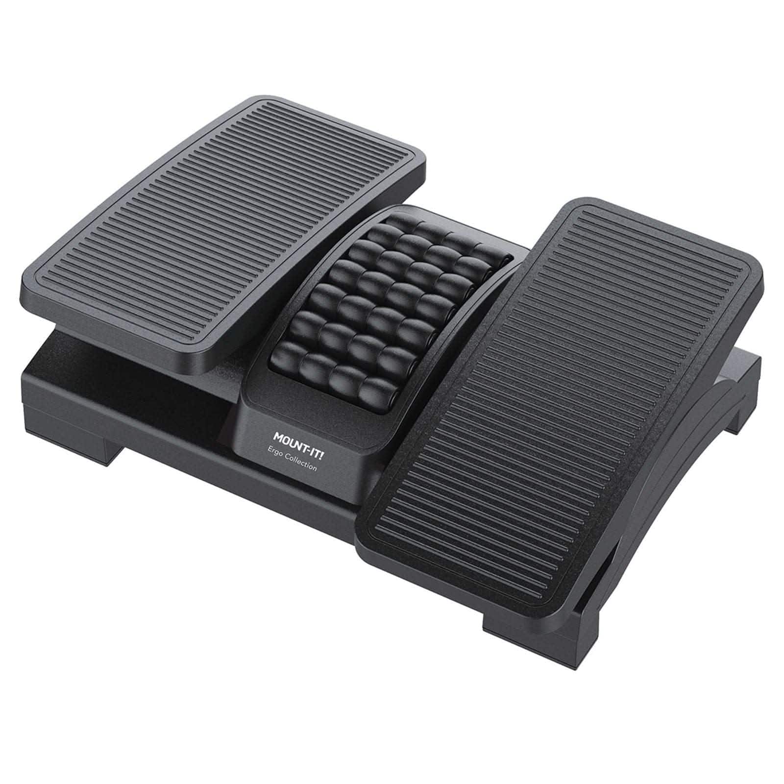 Mount-It! - Dual Pedal Ergonomic Footrest with Tilt and Massage Surface, Adjustable Under Desk Foot Rest - Black