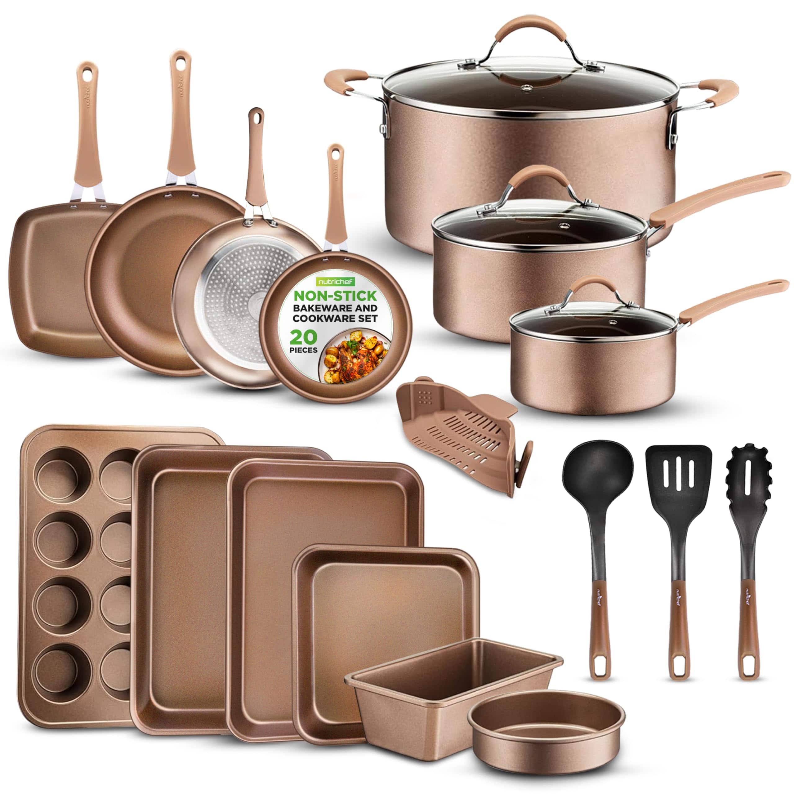 NutriChef - 20-Piece Nonstick Kitchen Cookware Set