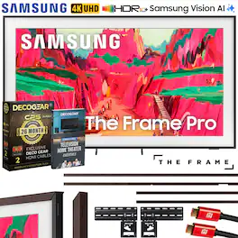 Samsung - 75" The Frame Pro LS03FW Neo QLED 4K Mini LED Smart TV (2025) with 26 Month Warraty Protection Plan Bundle + Brown Bezel