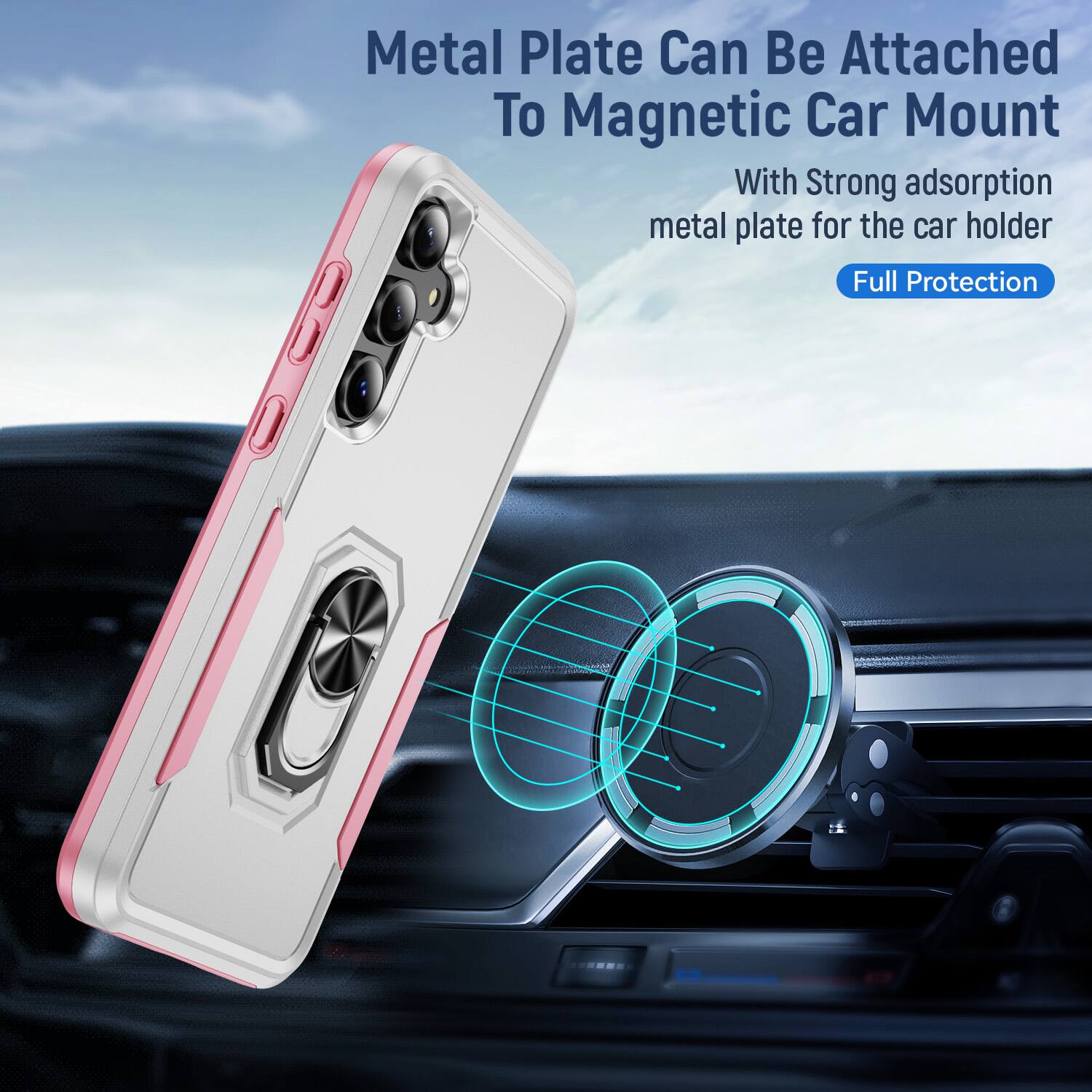 Metal Plate Can Be Attached To Magnetic Car Mount

With Strong adsorption metal plate for the car holder

Full Protection