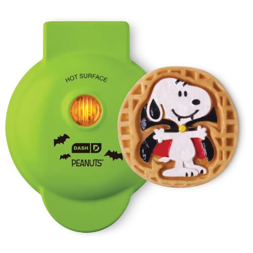 Peanuts x Dash Snoopy Vampire Mini Waffle Maker – Compact Nonstick Waffle Iron with Fun Peanuts Halloween Design - Green