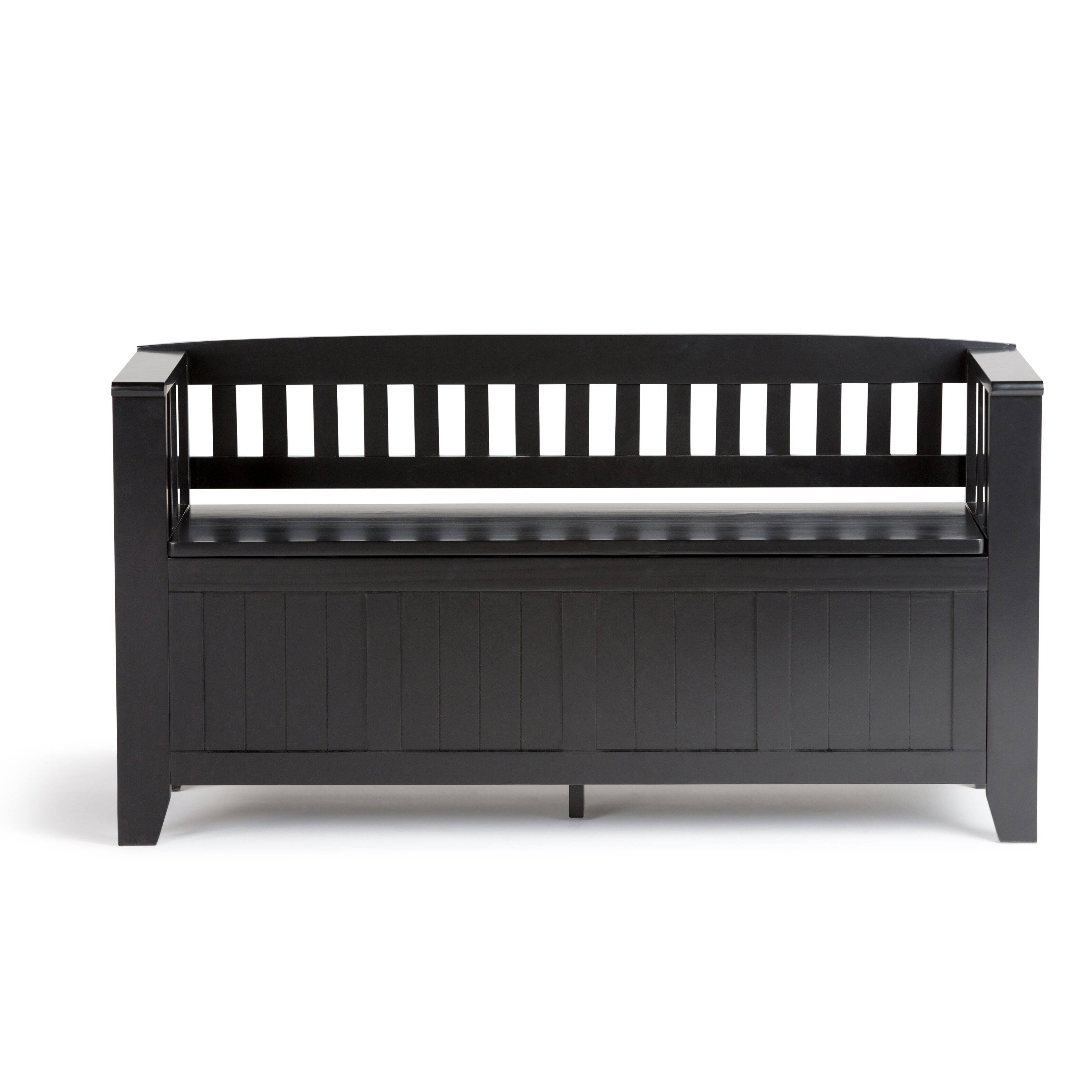 Left. Simpli Home - Acadian Solid Wood 48 inch Wide Storage Bench and 36 inch Wide Storage Cabinet in Black - Black.