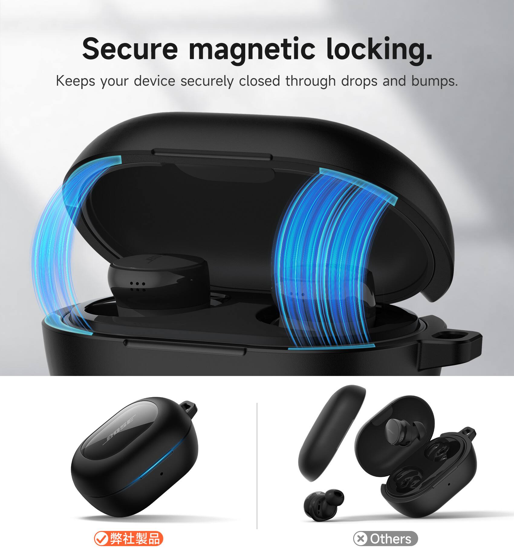 Secure magnetic locking. Keeps your device securely closed through drops and bumps.