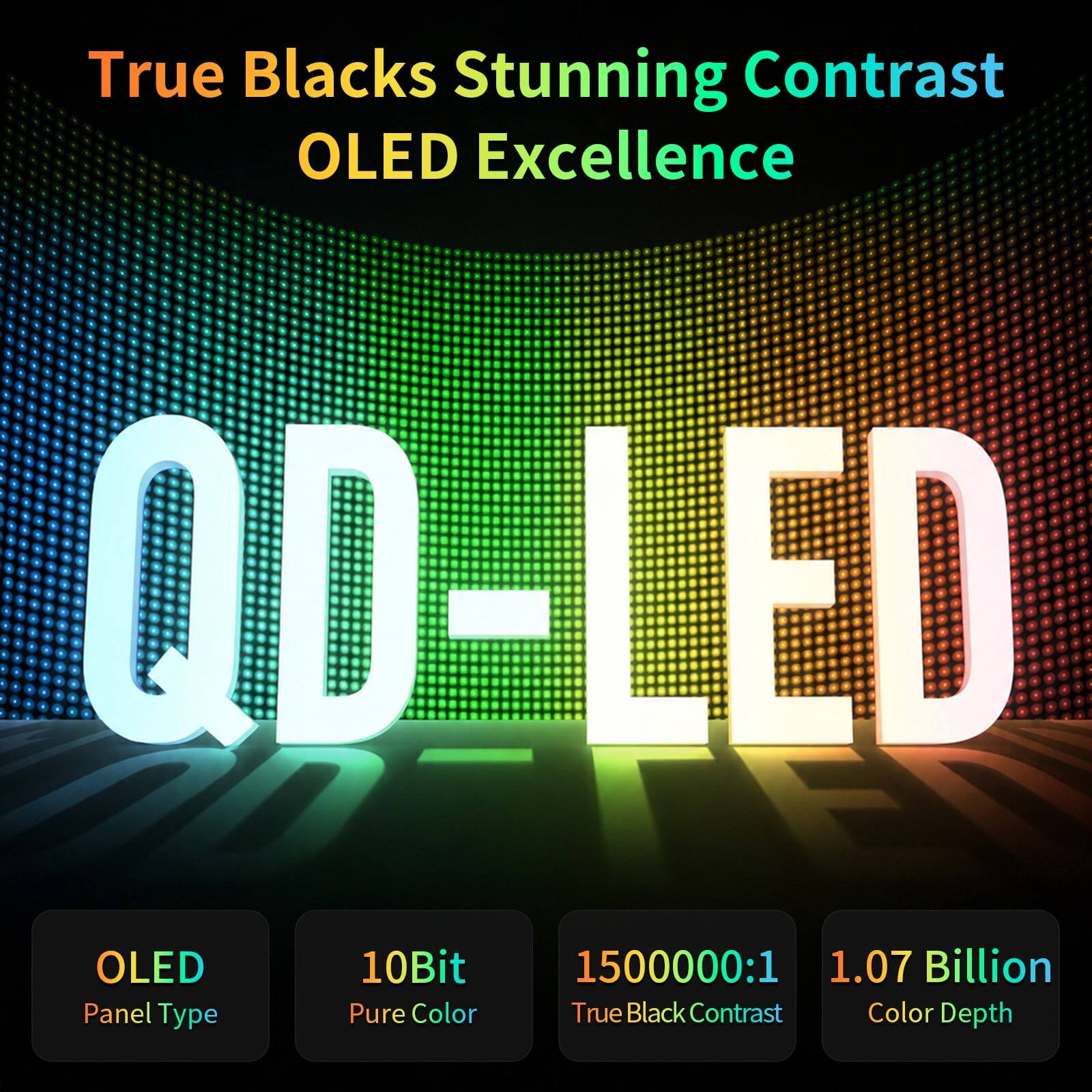 True Blacks Stunning Contrast OLED Excellence

QD-LED

OLED Panel Type
10Bit Pure Color
1500000:1 True Black Contrast
1.07 Billion Color Depth