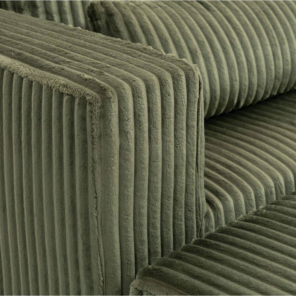 Alt View 1. Kadyn - Oversized All-Foam Corduroy Lounge Chair with Ottoman, Modular Floor Couch, Compressed & Easy Assembly - Green.