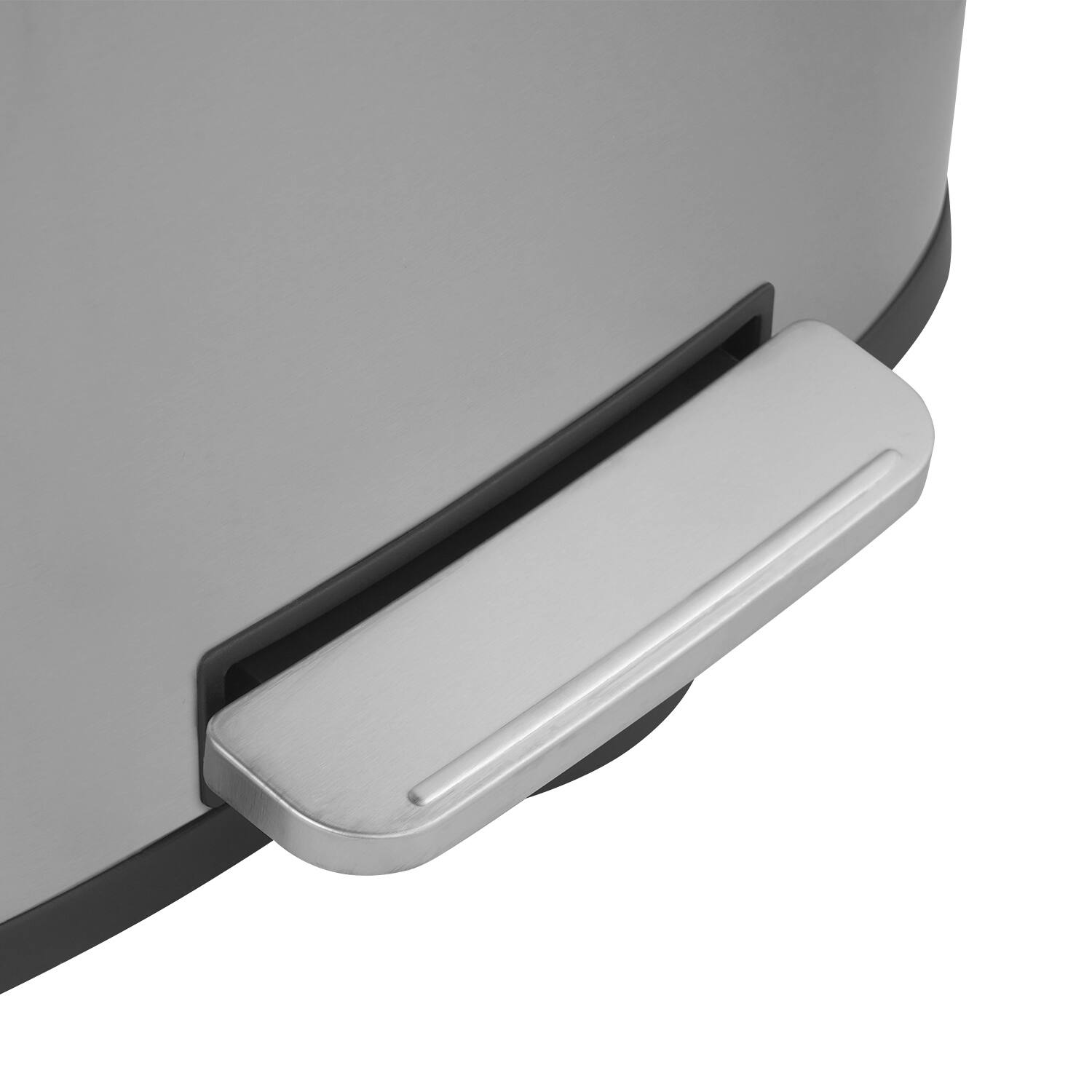 Back. Innovaze - 13 Gal./50 Liter Oval Shape Stainless Steel Step-on Trash Can for Kitchen - Sliver.