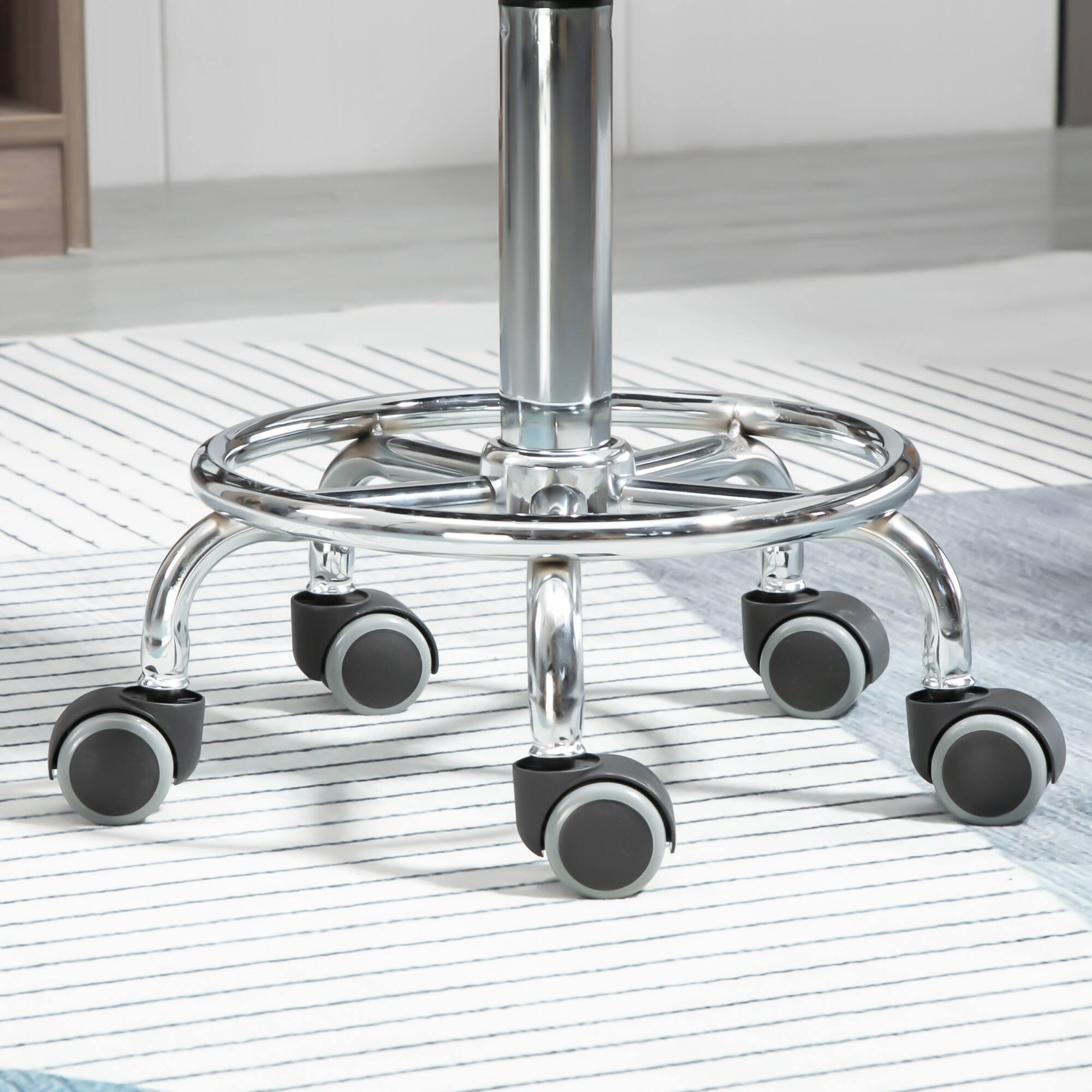 Alt View 8. Homcom - Leather Adjustable Stool, Rolling Saddle Stool with Wheels for Massage, Spa, Clinic - Black.