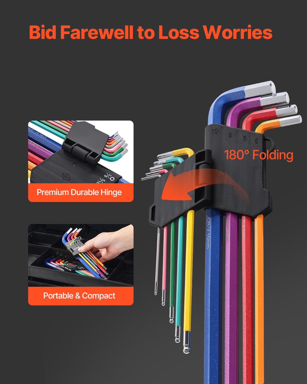 アレン 5点セット VEVOR Hex Key Allen Wrench Set,22 pcs SAE (0.050 3/8 in) and