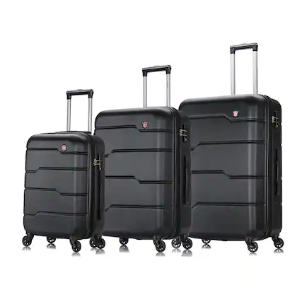 Front. DUKAP - Rodez Lightweight Hardside 3 Piece Luggage Set 20"/24"/28" - BLACK.