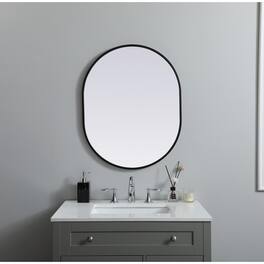 Elegant Decor - Metal Frame Oval Mirror 24x30 Inch - Black