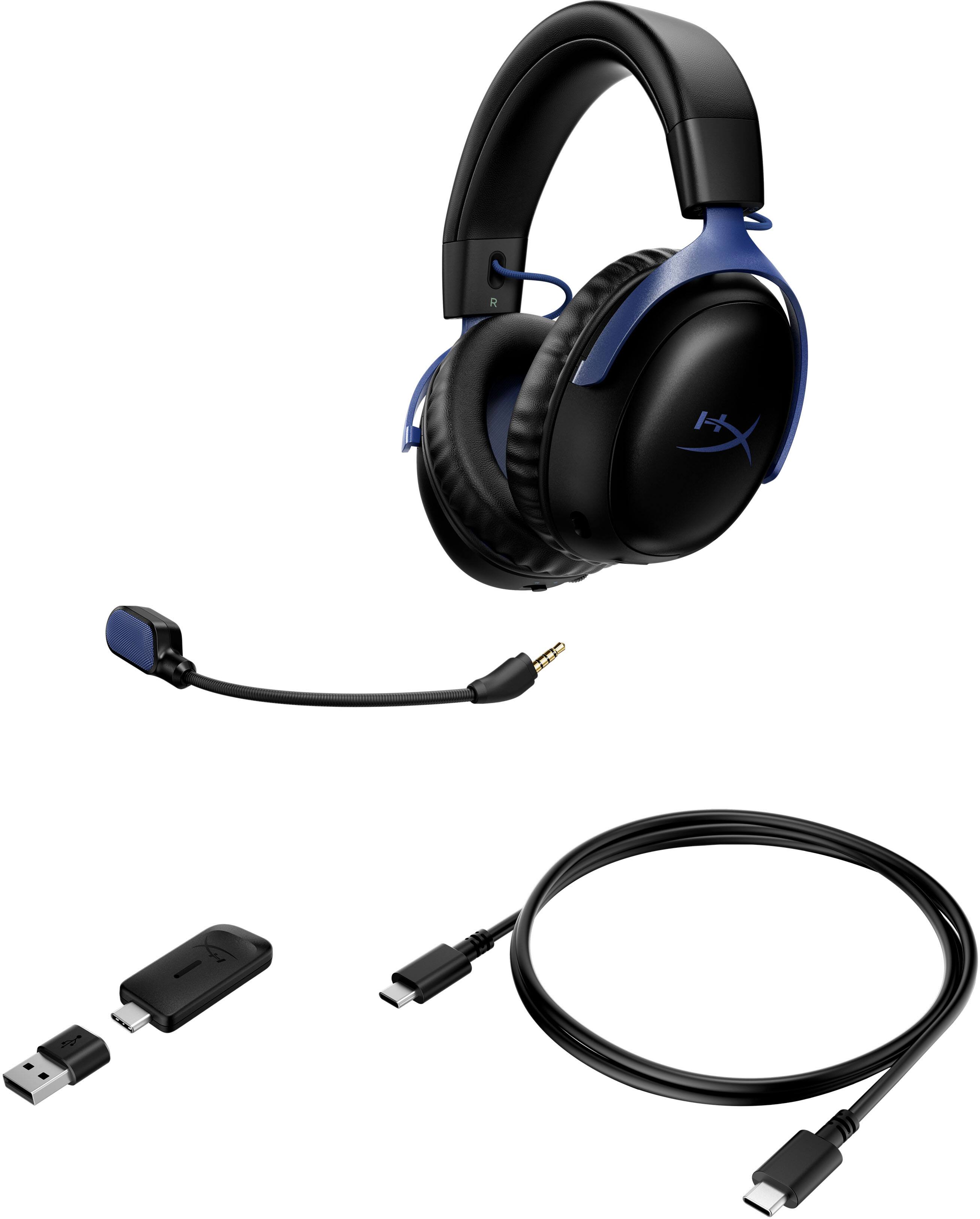 Alt View 4. HyperX - Cloud III S Wireless Gaming Headset for PC, PS5, PS4, Nintendo Switch, Mac, and Mobile - Black/Sci-Fi Blue (Special Edition).