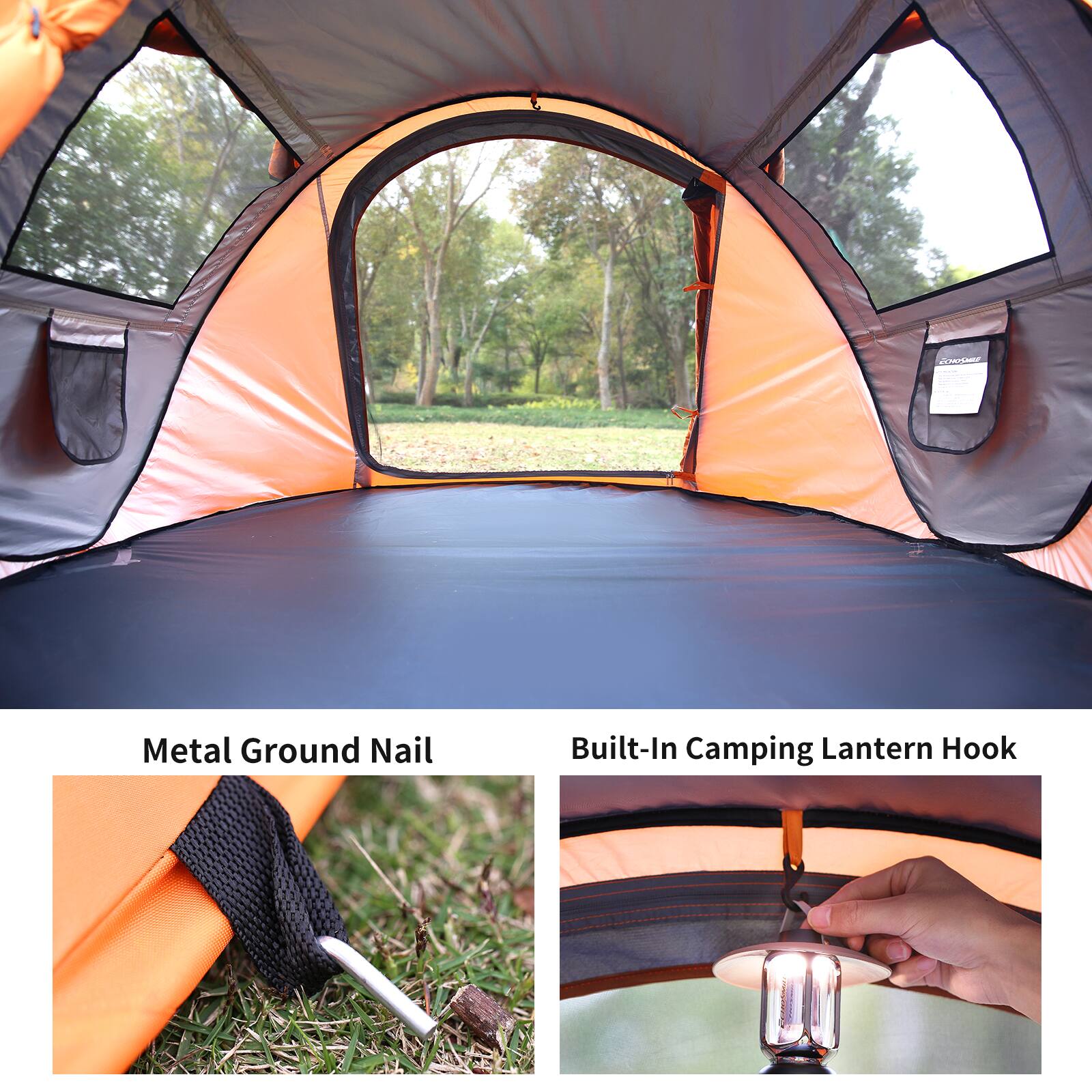 Metal Ground Nail

Built-In Camping Lantern Hook