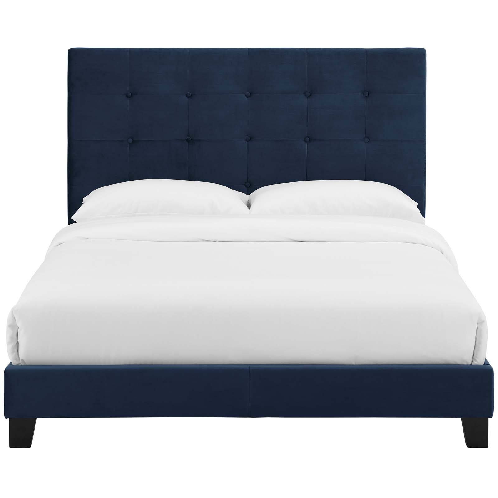 Alt View 1. Modway - Loryn Fabric Full Bed Frame with Round Splayed Legs - Blue.