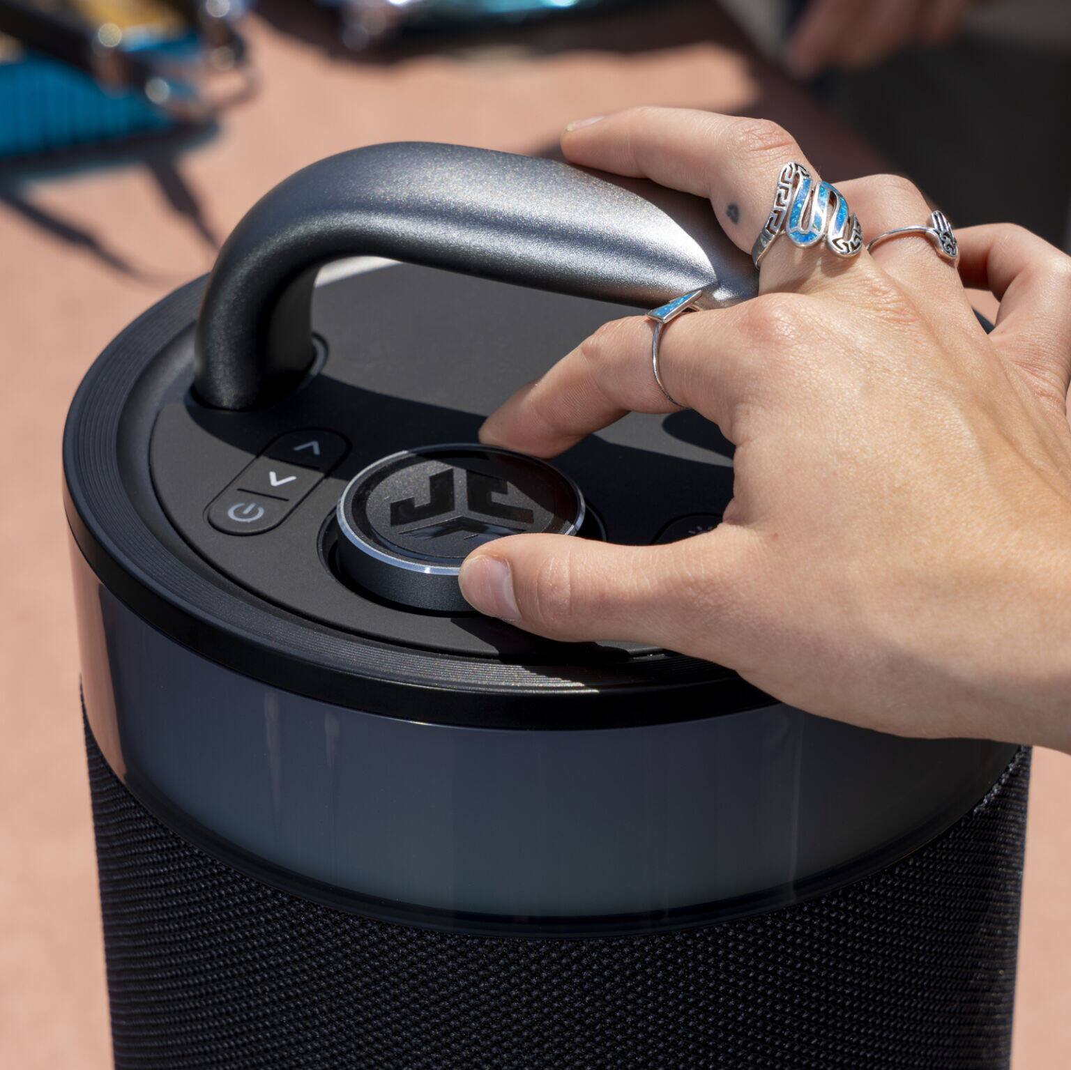 Alt View 2. JLab - Epic Party Speaker with Bluetooth and RGB Lighting - Black.