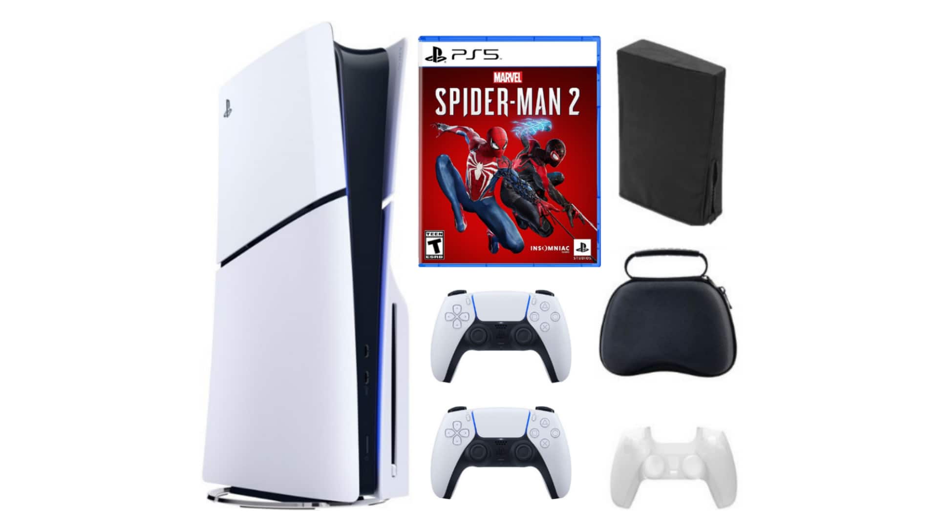 Playstation 5 Slim + Spiderman Bundle with Extra Controller, Accessories - PlayStation 5